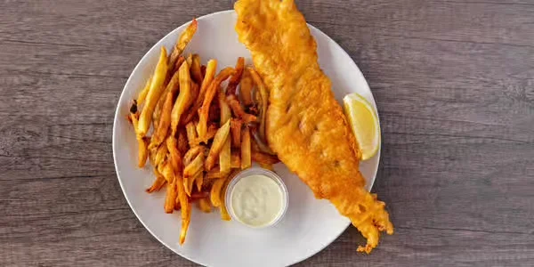 Battered cod and chips at Jackson Heights Fish & Chips, Pembina Highway Winnipeg